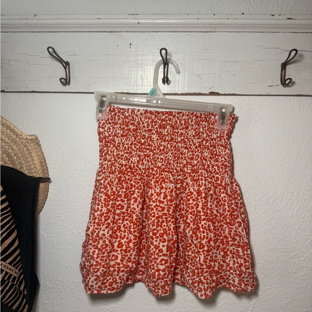 Loft Orange Leopard Print Mini Skirt/ shirt